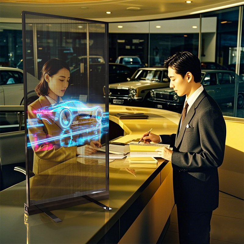 P3.91 Ultra-Thin Holographic Transparent LED Display with 160° H /160° V Viewing Angle -20°C- 60°C