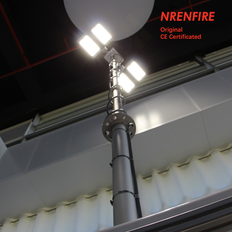 3.7m vehicle roof mount pneumatic telescopic mast light tower for fire tenders/ remote control/ robot mast light