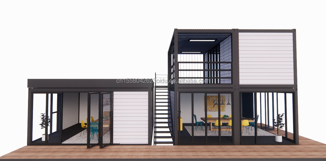 Wall 50/75/100mm Wave Sandwich Panel Customizable 20ft Container House Combination Three Bedrooms Four Bedroom Prefab with Carport Living Apart