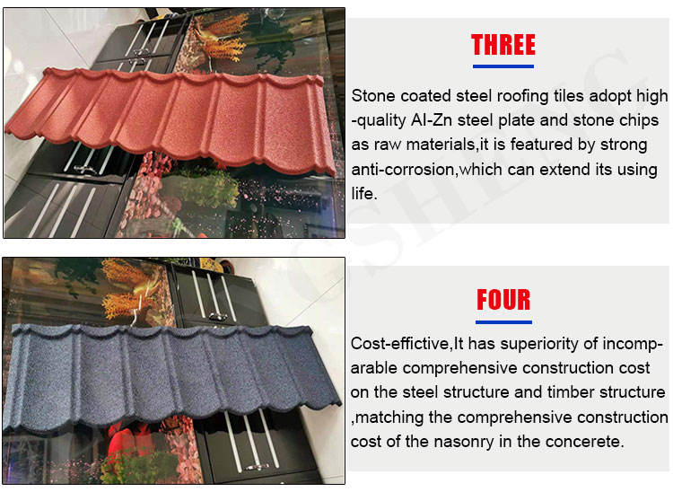 Metal Black and Gray Color Aluminum Zinc Steel Plate Coated Bond Type Roof Tiles for Industrial Design Style