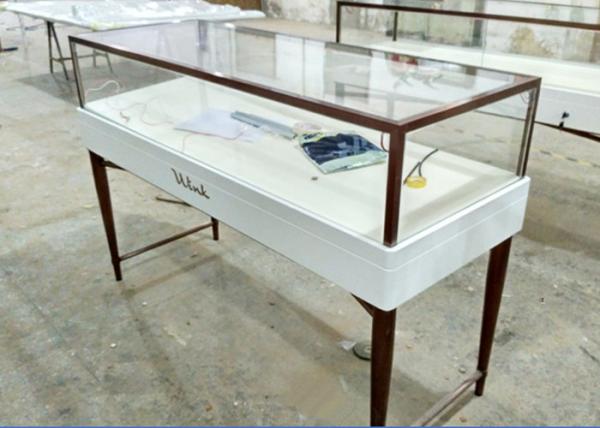 Free 3D Design Glass Store Display Case Milk White Color Hidden LED Strip