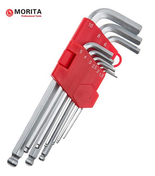 Plastic Holder Ball End Allen Key 9 Pce CR-V Steel 1.5mm, 2mm, 2.5mm, 3mm, 4mm,