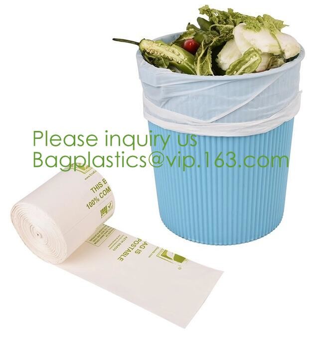 Eco-friendly Roll Compostable Plastic Bag Drawstring Biodegradable Garbage Bags,cornstarch custom compostable biodegrada