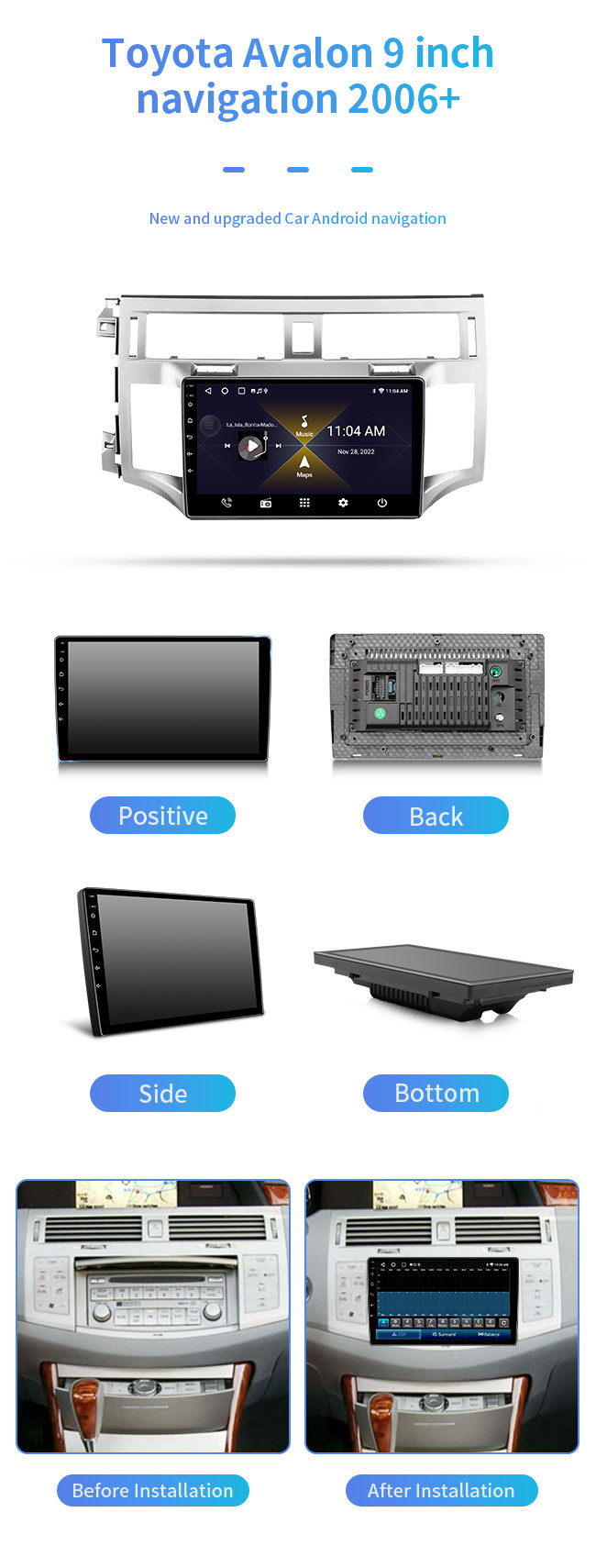 9 Inch For Toyota Avalo 2006+ Read The News In Real Time Bluetooth Car Navigation