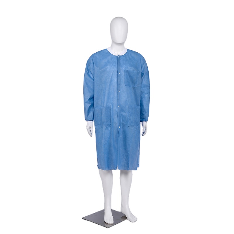Unisex Adult Non-woven Disposable Lab Coat Isolation Gowns Smocks
