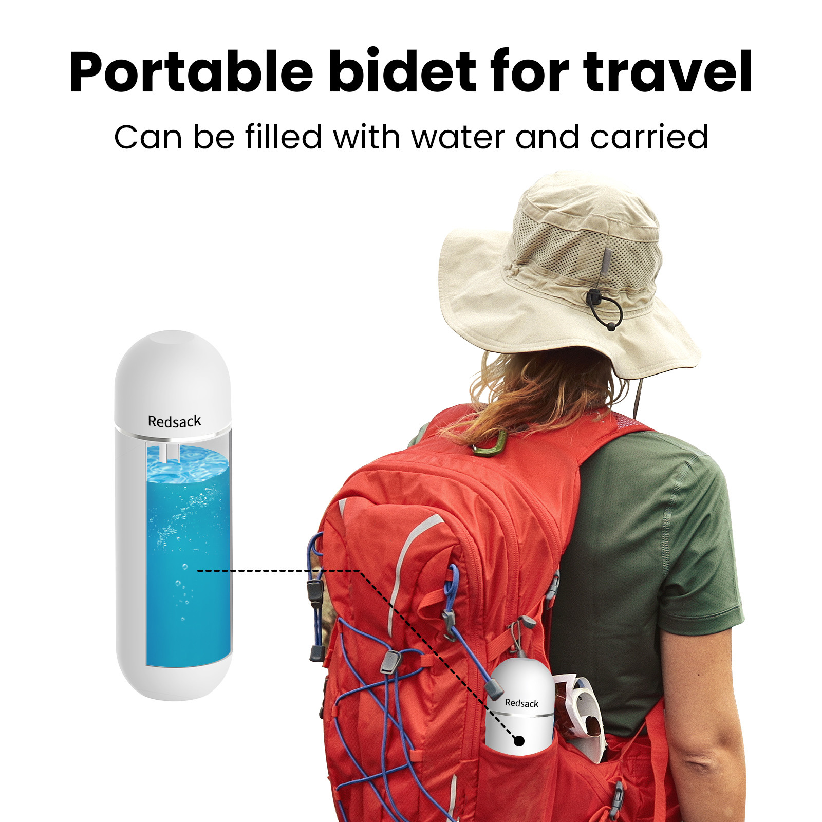 Portable bidet lightweight mini ABS material, 380ml, leak-proof travel sprayer