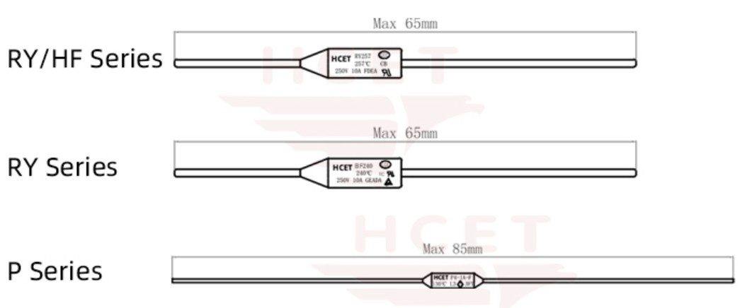 Customized Industrial Thermal Cutoff Fuse 10A 250V Overheat Protection