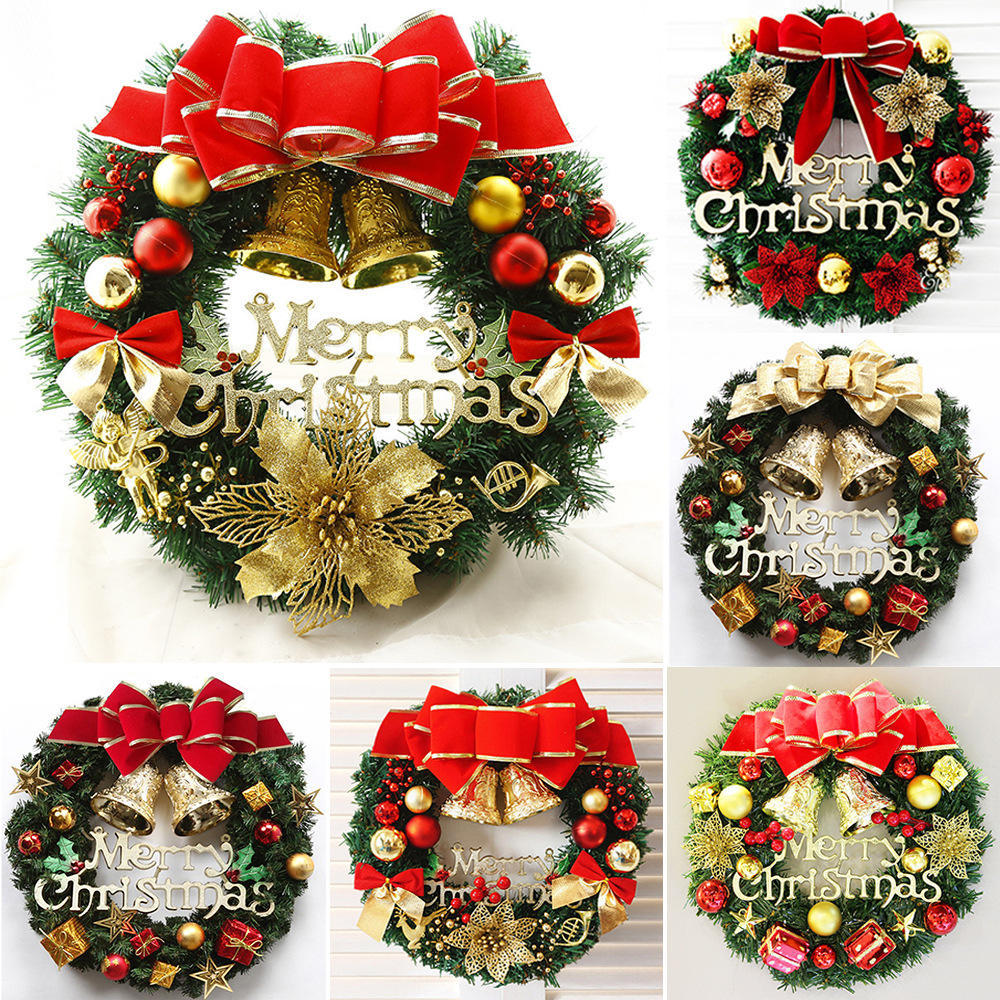 Christmas Wreath 30cm Front Door Wreath Decoration Door Hanging Green Wreath