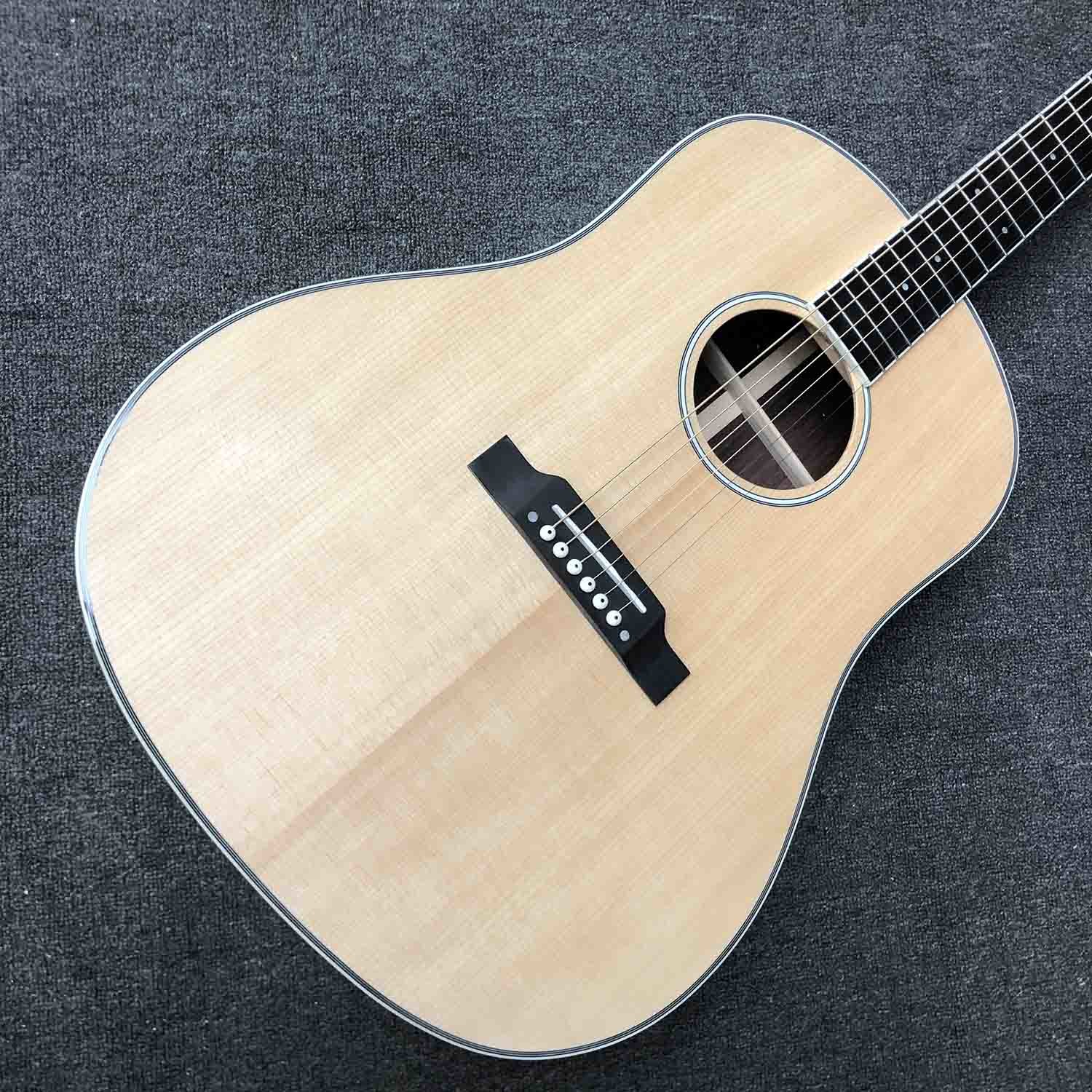 Custom Grand J45AA Solid Wood Acoustic Guitar White Binding in Natural Color