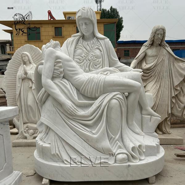 Marble Virgin Mary Statue Religious Pieta Sculpture Mourning Christ Jesus