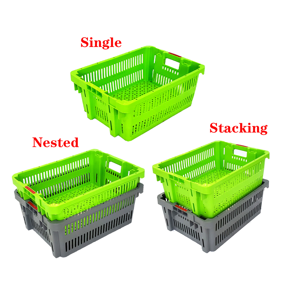 Green Plastic Crate For Reusable Egg Transport Storage Solutions Industrial Collapsible