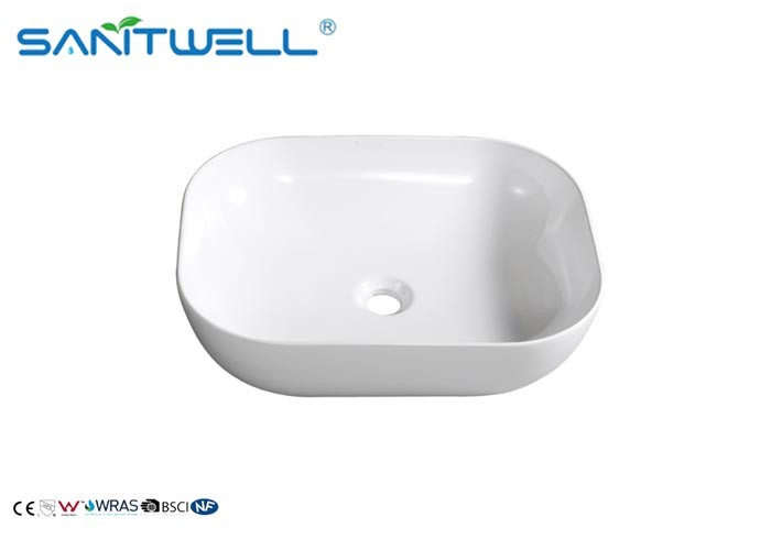White Ceramic Counter Wash Basin Classic Design 400 * 500 * 140 Mm Size