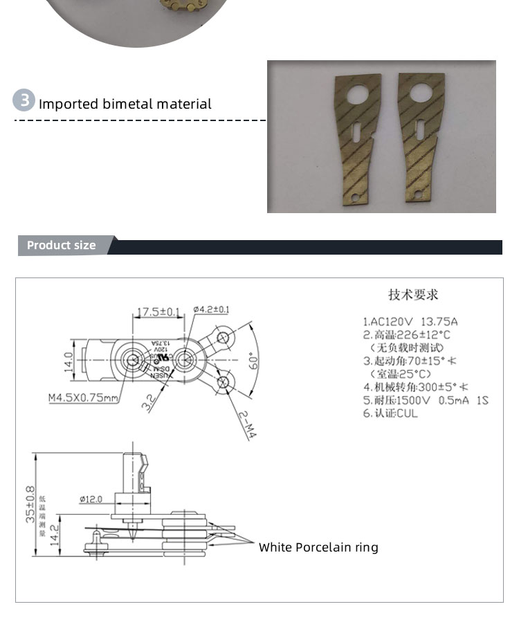 Electric Steam Iron Thermostat with Adjustable Temperature High Endurance