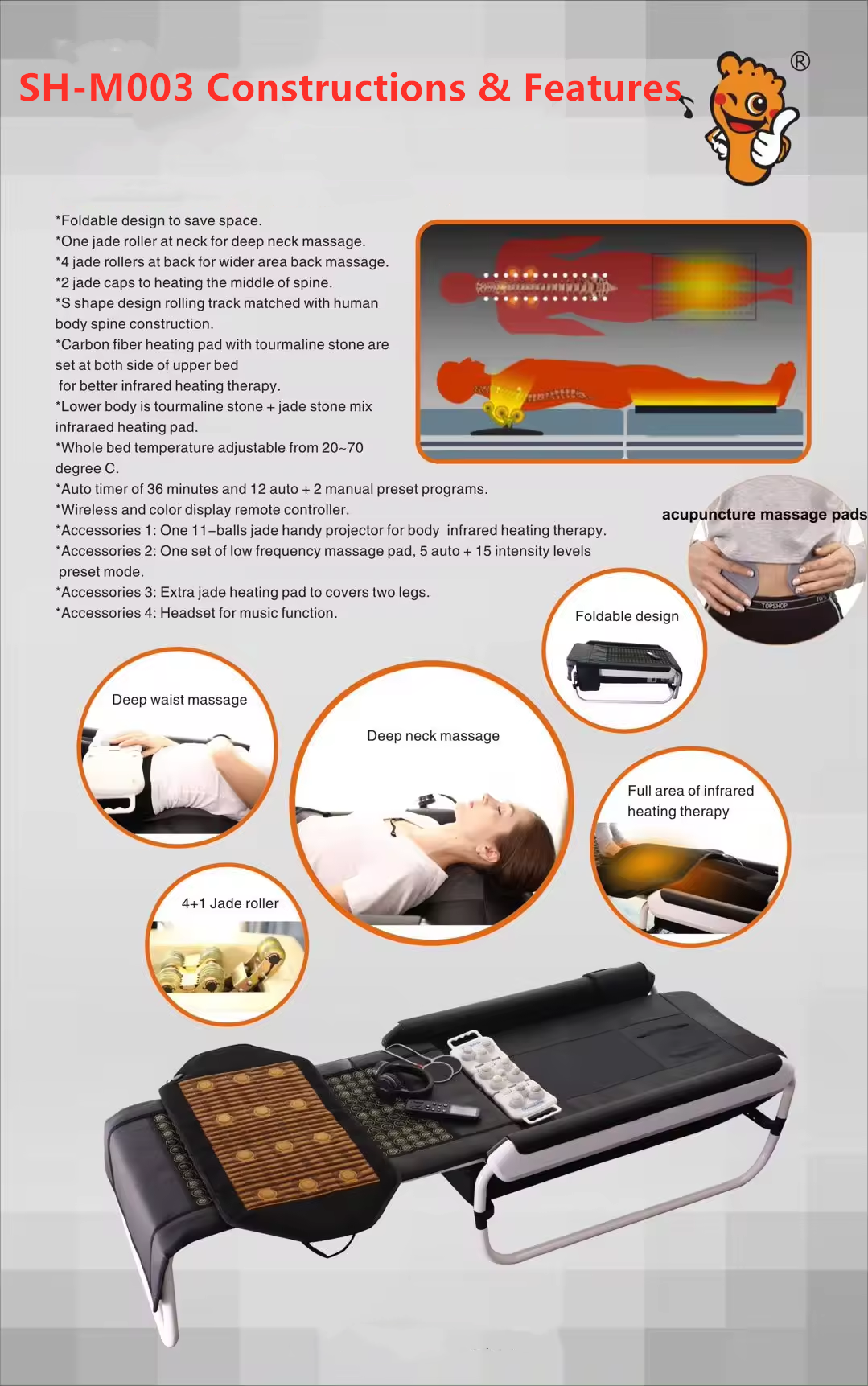 Thermal Infrared Therapy Jade Massage Bed