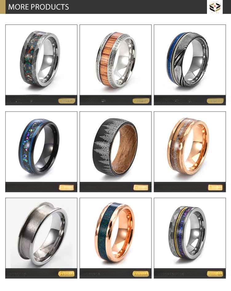Mens Black Ceramic Inlay Diamond Wedding Ring 2.2mm-2.5mm thickness