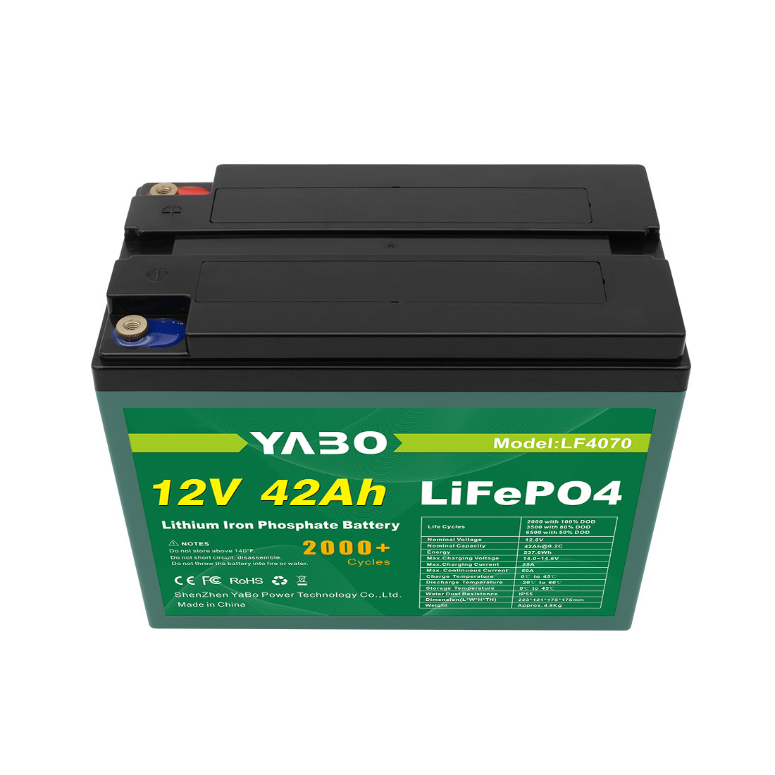 Plastic Casing 12V 42Ah Lifepo4 Battery Pack With 32700 6Ah Cells 4S4P Configuration