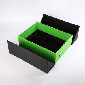 China Double Door Luxury Gift Boxes Black Green Pu Leather Cardboard Customized Cutout Sponge on sale