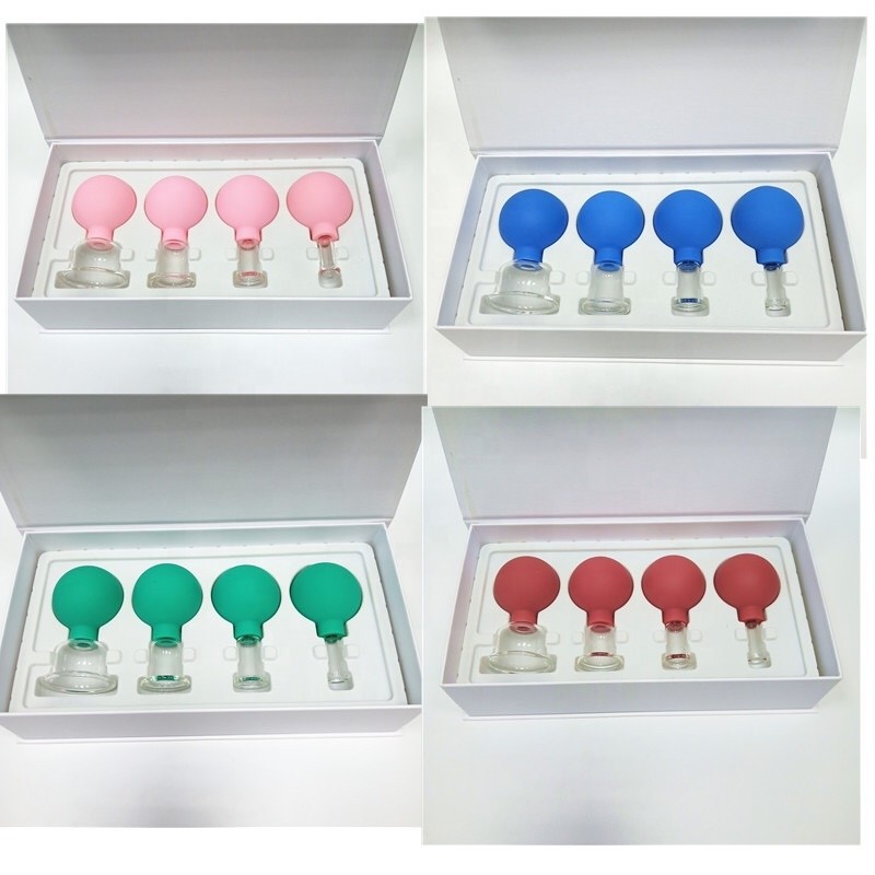 2 Pieces Glass Face Cupping Therapy Set-Silicone Vacuum Facial Massage Cups Anti Cellulite Lymphatic Sets for Eyes