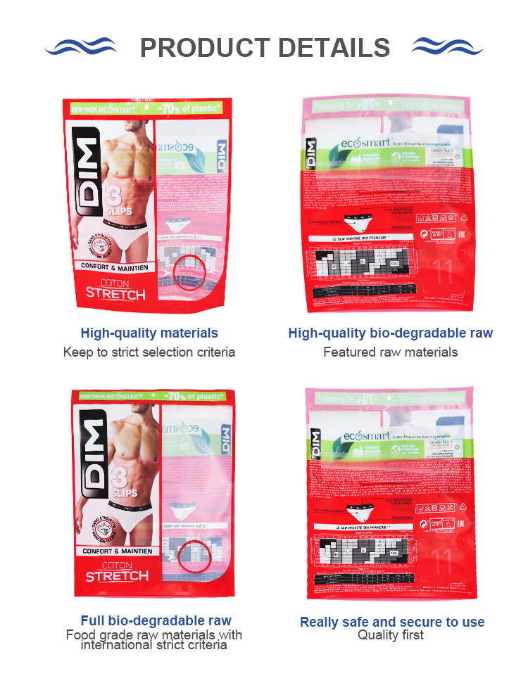 Heat Sealing Paper Plastic Composite Bag Three Side Sealing Polyester For Garment