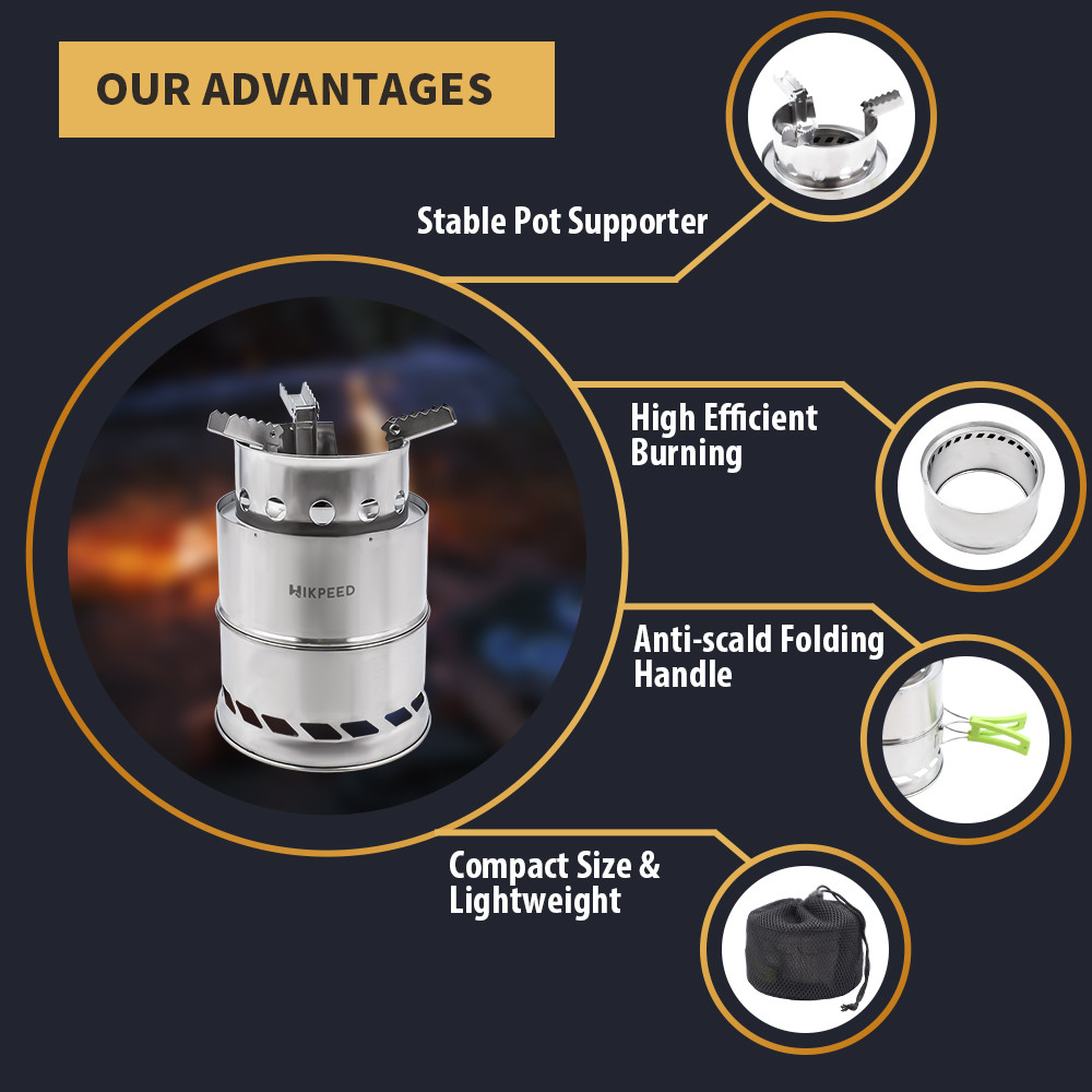 5.1"X7.7" SS Backpacking Stove Collapsible For Camp