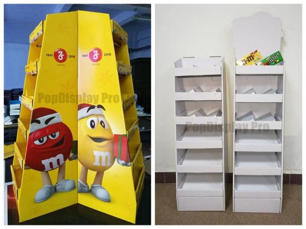 Quality Floor Display Shelf  POS for MM's Chocolate Cardboard Made with Client's Logo for sale