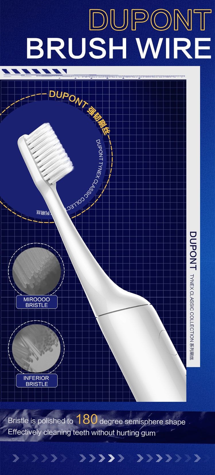 Rechargeable Oral Care Electric Toothbrush IPX7 Waterproof For Adults Teens