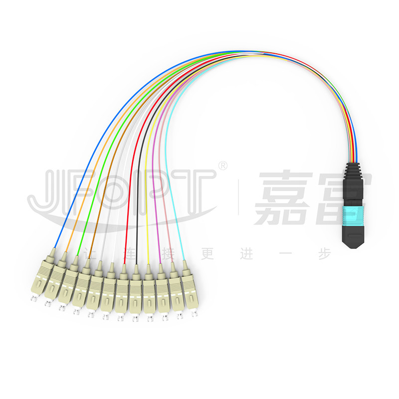 0.3m Multimode OM3 MPO Breakout Cable MPO / PC - SC / APC Low Loss 0.9mm Branch