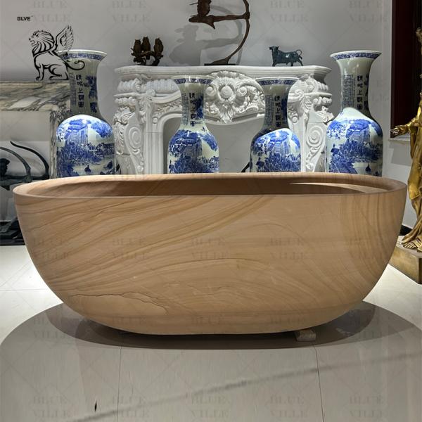 Natural Stone Marble Bath Tub Wood Sandstone Adult Bathroom Bathtub Home Decor