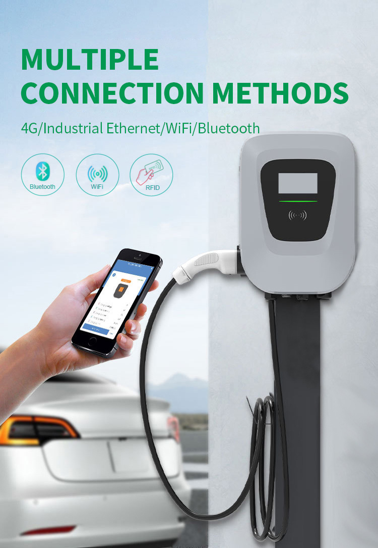 High Efficiency Fast Electric Car AC Charging Station With 4.3 Inch LCD Display Mode