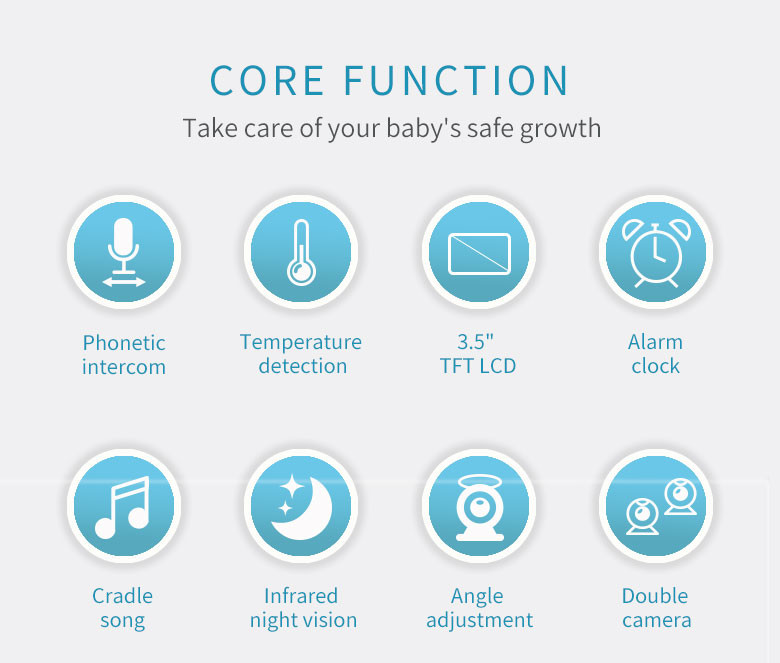 3.5 Inch 720P Baby Monitor 1500mah 8pcs 940 Light IR Smart Pet Camera