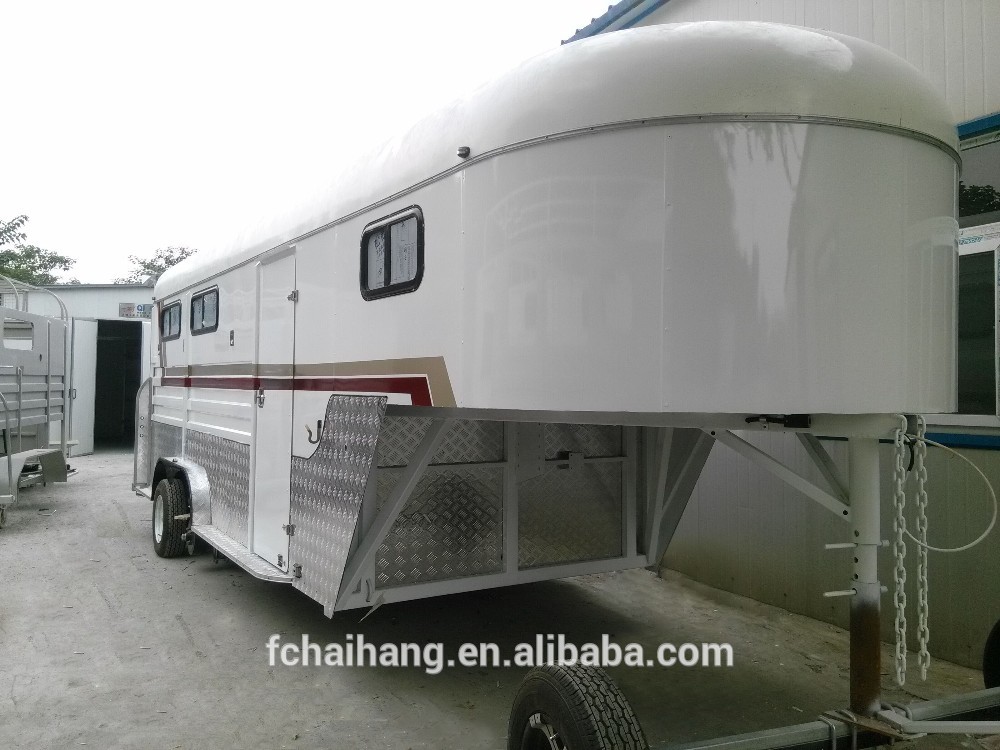 Chinese two horse trailer for sale,3 horse angle load trailer manufacturer