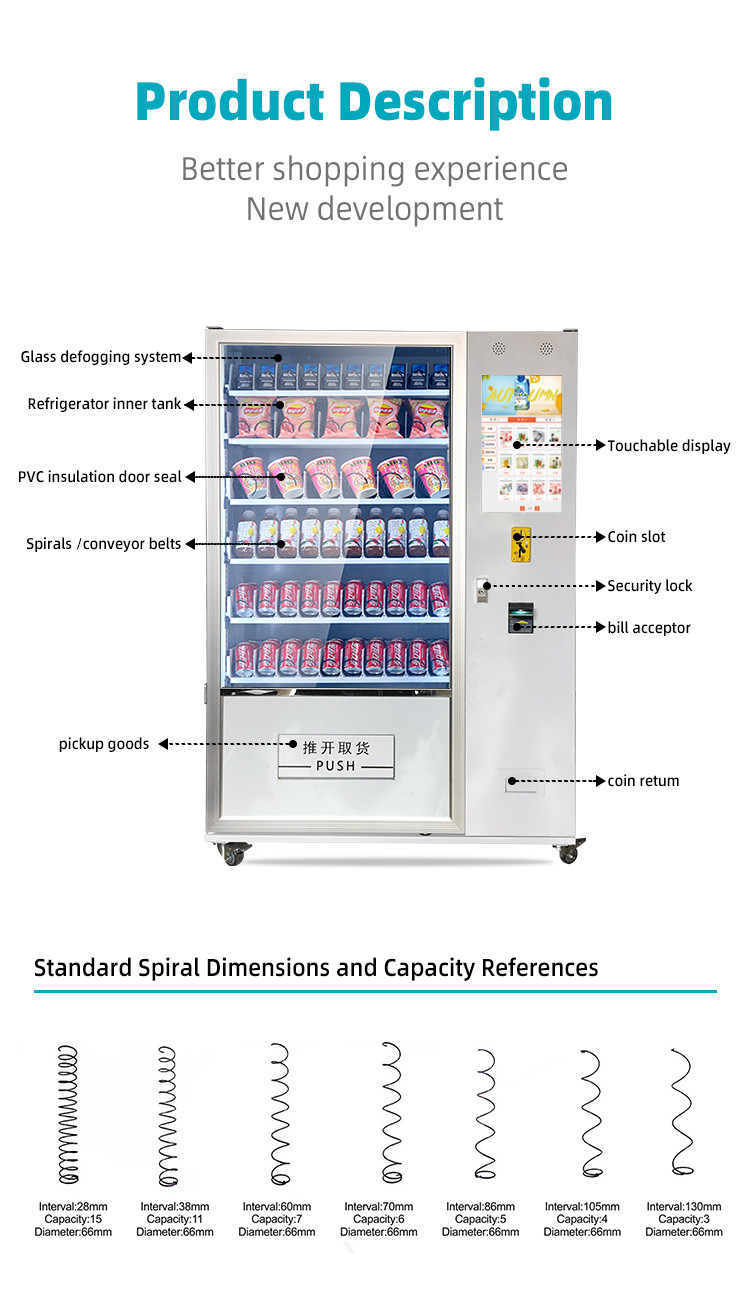 Convenient Snack And Beverage Vending Machine With 4500W Heating Power