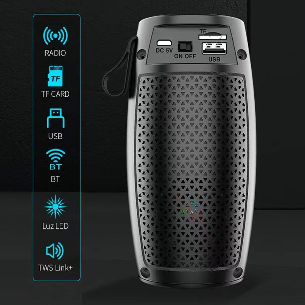 Outdoor LED Flashing Light Bluetooth Speaker Portable 1200mAh Waterproof Subwoofer