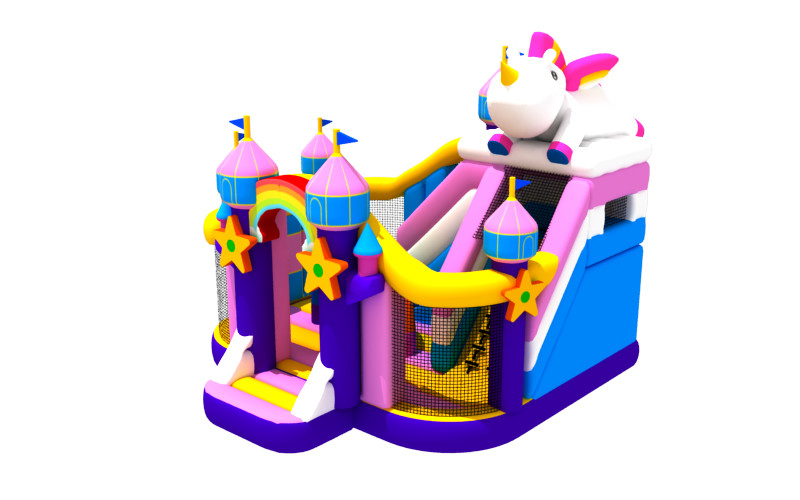 Cute Trampoline Inflatable Jump House Unnicorn Slide Combo 5.5x6x5m