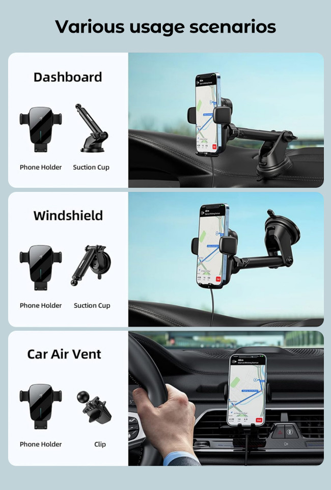 Automatic Alignment Memory Car Phone Holder Fast Charging 2.5D Glass