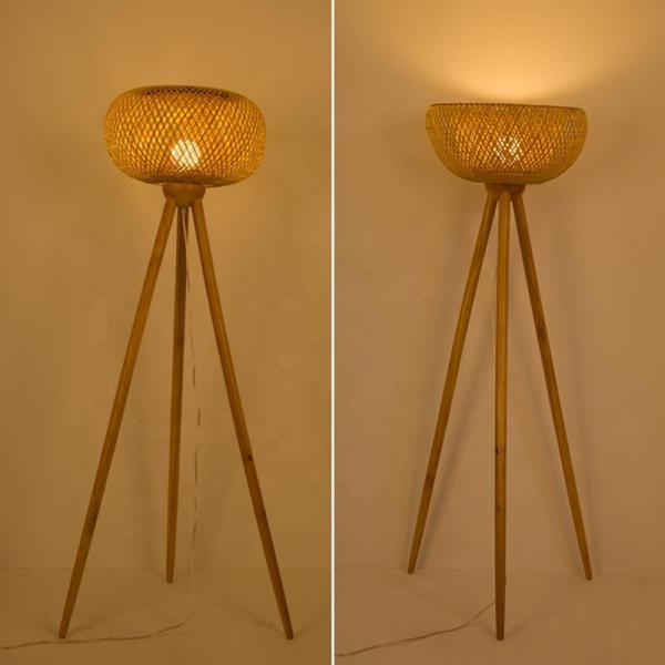 Weaving rattan wicker bamboo floor lamp for living room minimalist light（WH-WFL