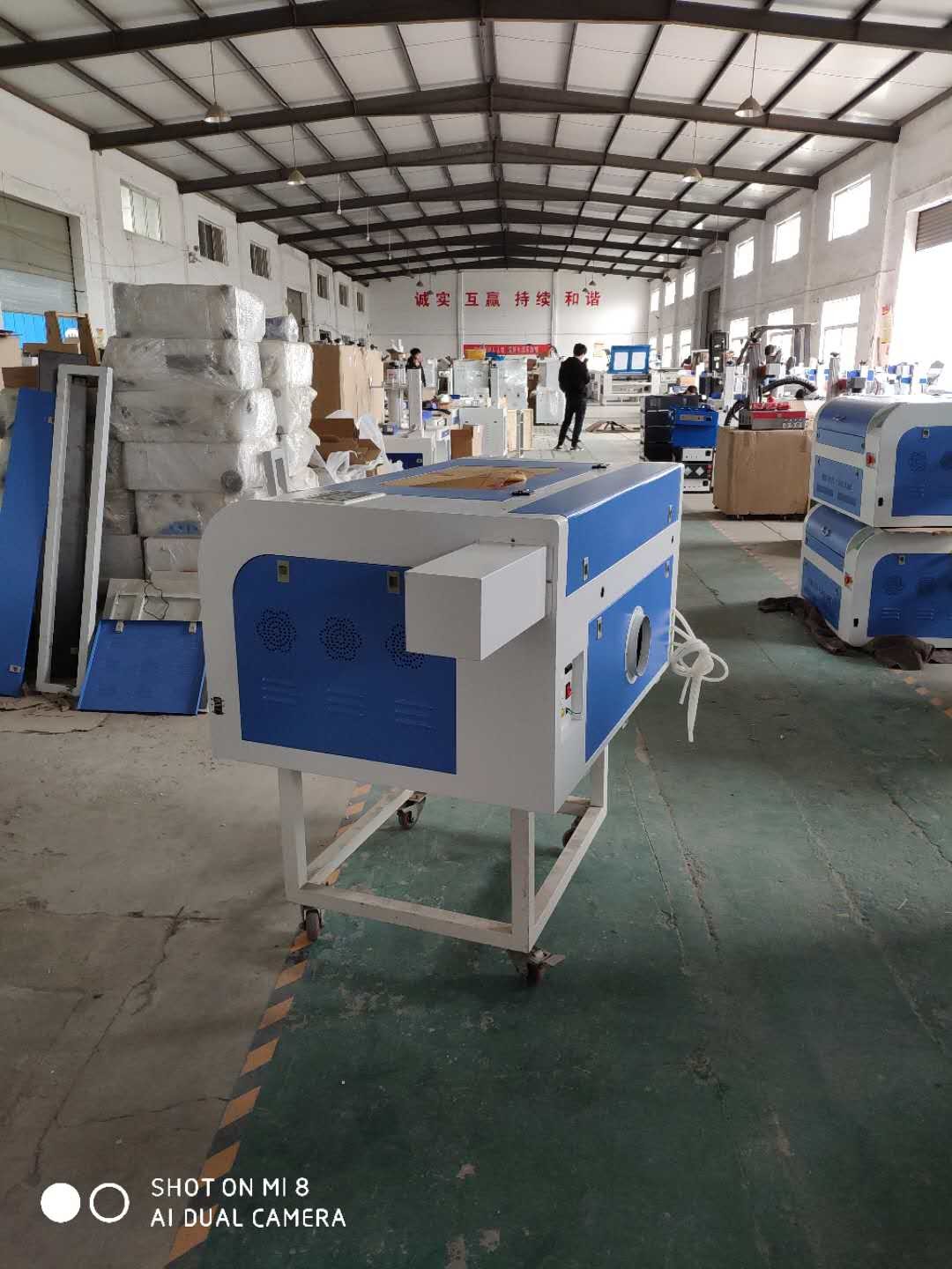AC220V Coreldraw Wood Engraving Machine /Blue And White Laser Cutter Engraver 0-500mm/S