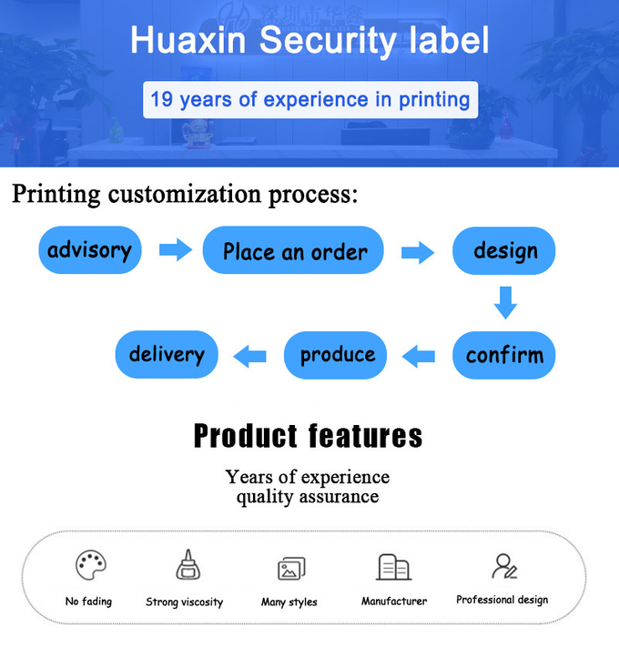 Security Anti Counterfeit Label Humidity Sensitive Custom Waterproof Stickers