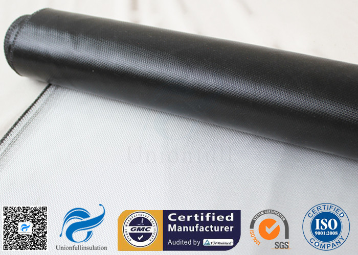 1 Side Black Silicone Coated Fiberglass Fabric Fireproof Cooler Insulation Material