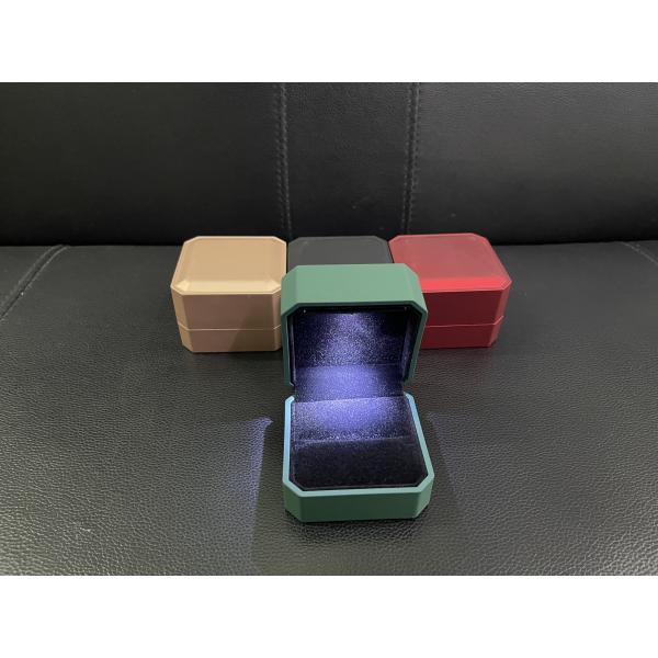 Customized Your Logo- Luxury Black Octagonal LED Ring Box