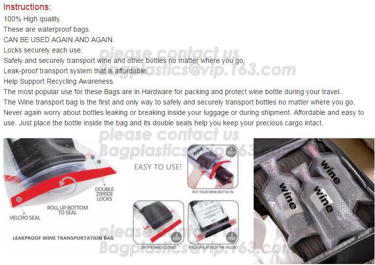 Bottle Protector Bubble Travel Bag,Travel Trip Bag With Bubble Inside And Double Zip lockks,Sleeve Travel Bag - Inner Skin
