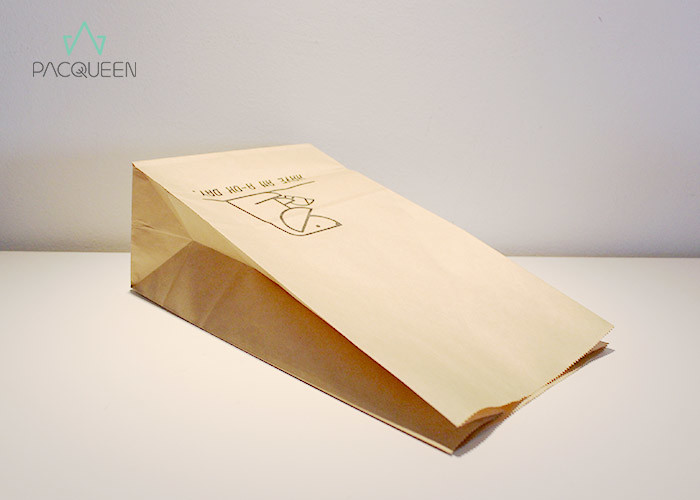 White Kraft Paper Greaseproof Wrapping Paper Bags Flat Bottom For Coffee