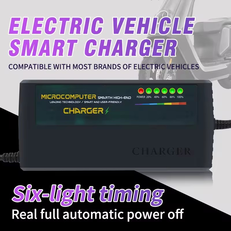 Intelligent Electric Vehicle Lead Acid Battery Charger 60v 30ah 72v 40ah Automatic Pulse E-bike Charger With Power Display