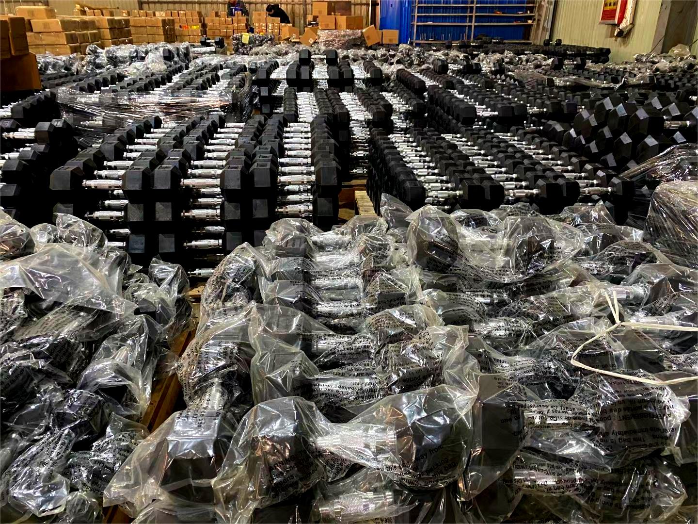 Wholesale Home Gym Fitness Equipment High Quality Hex Rubber Coated Dumbbells Various 5kg 10kg 15kg 20kg 25kg 30kg 40kg Arm
