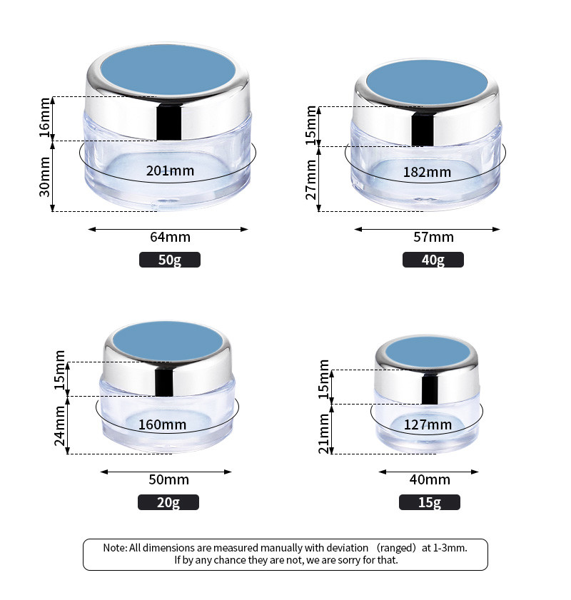 ODM Cream Packaging Jar , 15g Plastic Decorative Jars 40mm Width