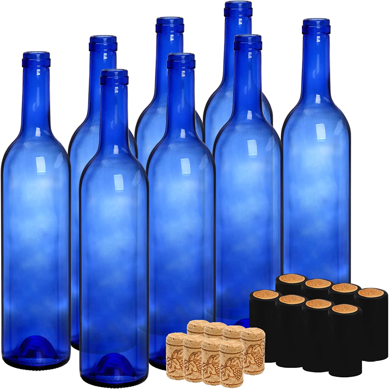 750ml Glass Bottles for Vodka Champagne Juice Beverages Decorations Cobalt Blue Round
