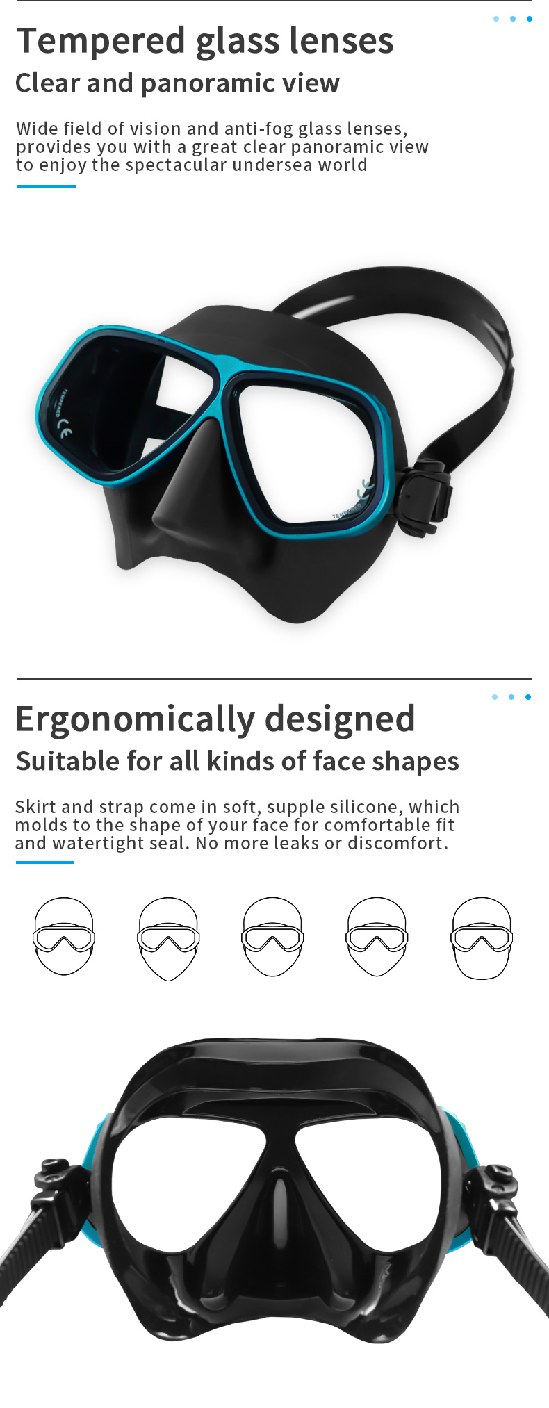 Rubber Diving Prescription Mask Snorkel Goggles Set ROHS Certified
