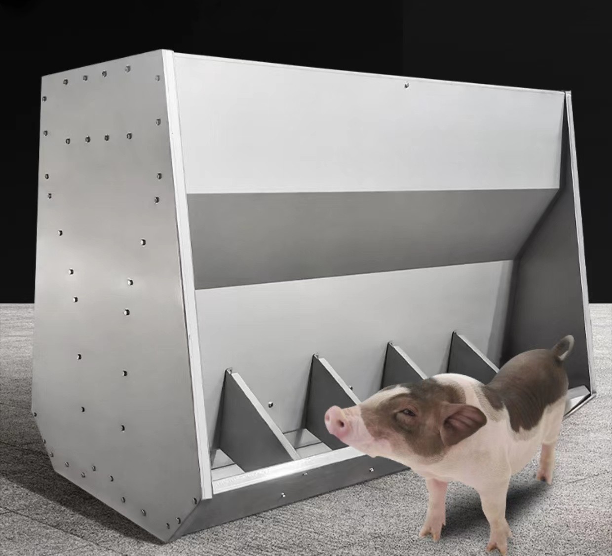 SS304 Fattening Pig Livestock Feeding Equipment 10 Holes Hog Feed Trough