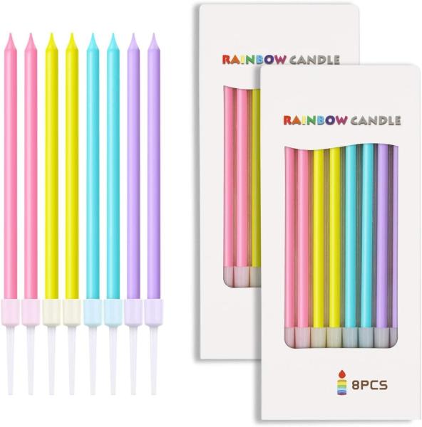 Rainbow Birthday Candles - Colorful Birthday Candle Cake Candles Cupcake Candles