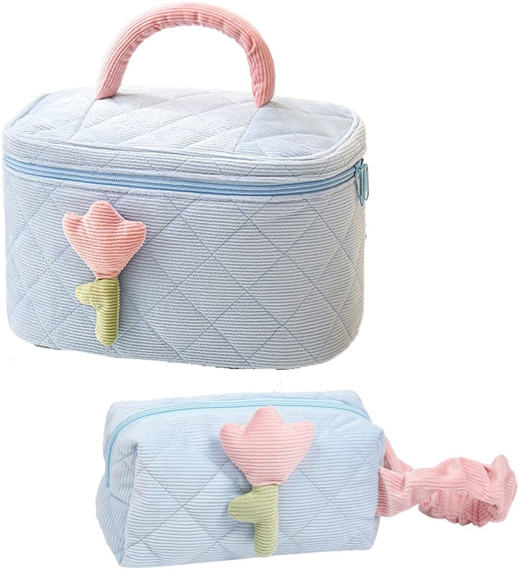 Soft Corduroy Makeup Bag Set Makeup Bag Organizer Bag Large Shock-proof Cute Makeup bag Suitable for la